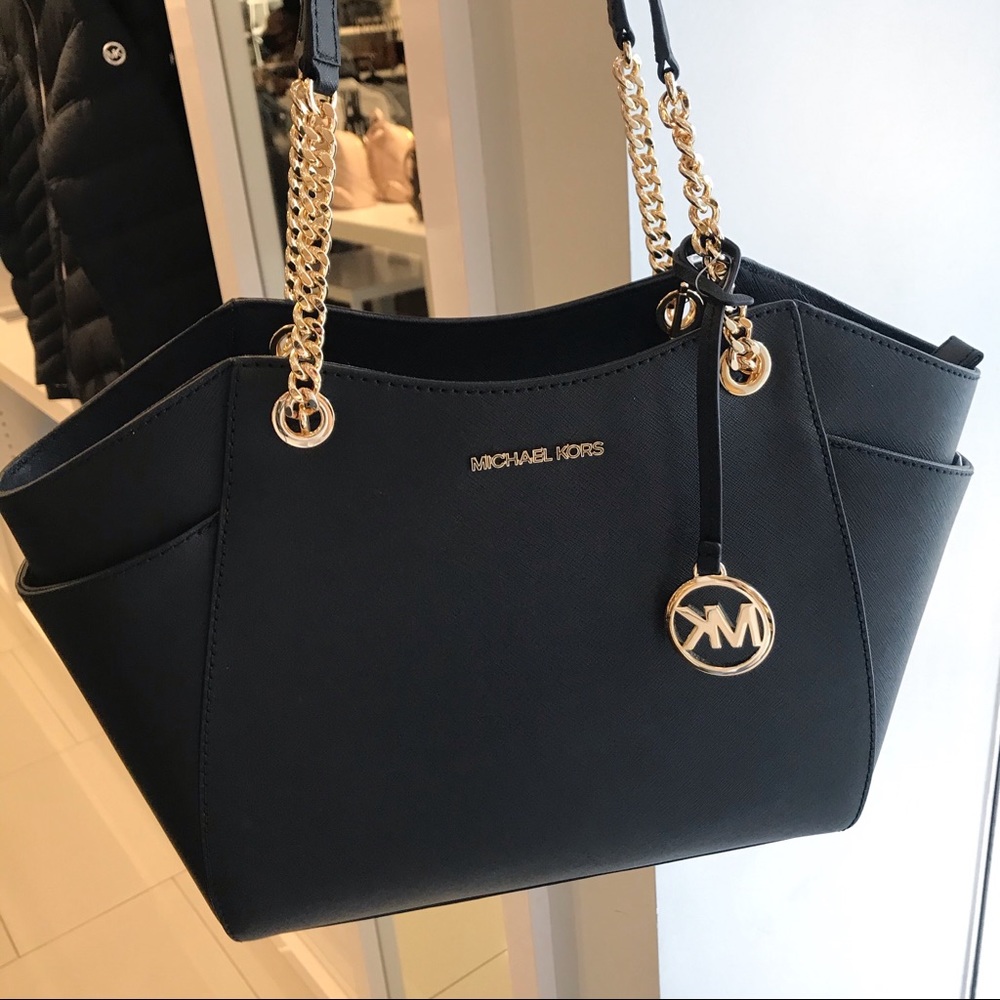 NWT Michael Kors Jet Set Travel Black JST tote bag - Picture 1 of 5